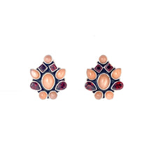 Load image into Gallery viewer, Nicky Butler SS Peach Moonstone &amp; Garnet Gem Clip On Earrings
