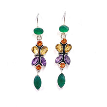 Load image into Gallery viewer, Nicky Butler SS Green Chalcedony Multi Gem Marquise Drop Earrings