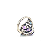 Load image into Gallery viewer, Nicky Butler SS Amethyst Multi Gem Leaf &amp; Vine Ring