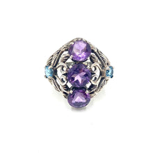 Load image into Gallery viewer, Nicky Butler SS Amethyst Multi Gem Leaf &amp; Vine Ring