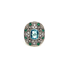 Load image into Gallery viewer, Nicky Butler SS Aqua Quartz Lotus Flower Ring