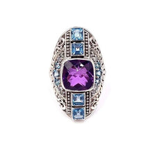 Load image into Gallery viewer, Nicky Butler SS Purple Quartz &amp; Topaz Gem Deco Ring