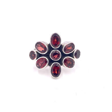 Load image into Gallery viewer, Nicky Butler SS Garnet Gemstone Flower Ring