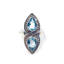 Load image into Gallery viewer, Nicky Butler SS Aqua Quartz Duo Pear Gem Ring