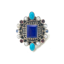 Load image into Gallery viewer, Nicky Butler SS Lapis Lazuli Multi Gem Mandala Ring
