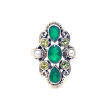 Load image into Gallery viewer, Nicky Butler SS Green Chalcedony Multi Gem Scroll Ring