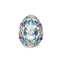 Load image into Gallery viewer, Nicky Butler SS Aqua Quartz Multi Gem Pear Ring