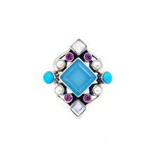Load image into Gallery viewer, Nicky Butler SS Blue Chalcedony Multi Gem Ring